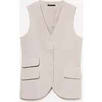 Gilet Slim Fit, Donna, Beige miniatura 4