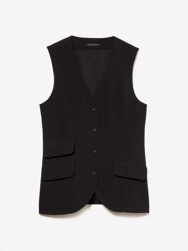 Gilet Slim Fit, Donna, Nero