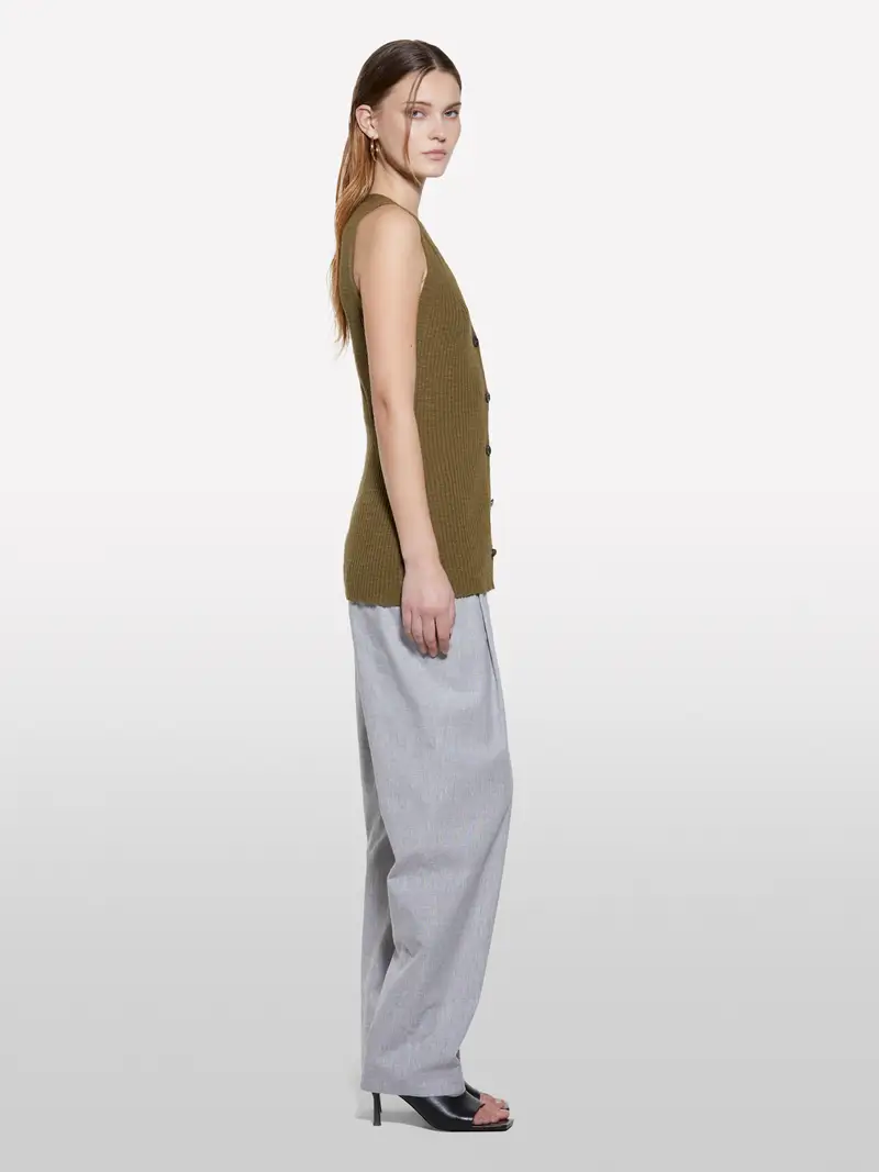 Gilet Verde Militare In Maglia, Donna, Verde Militare miniatura 2