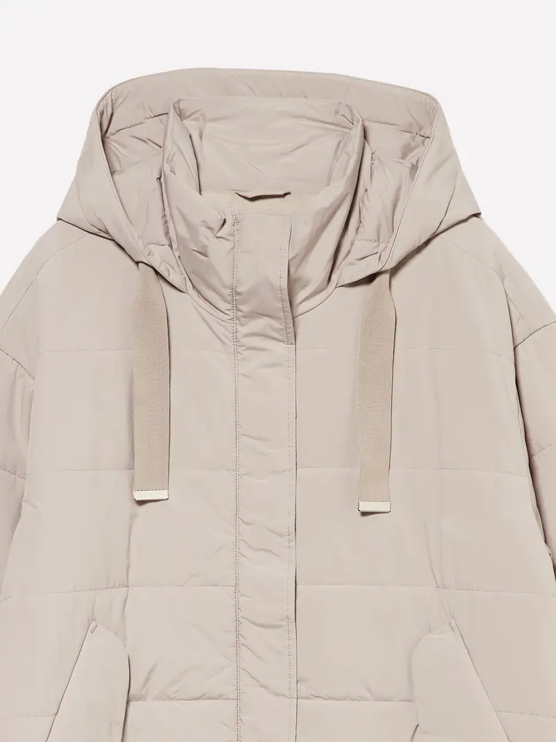 Giubbotto Con Maxi Cappuccio, Donna, Beige miniatura 3