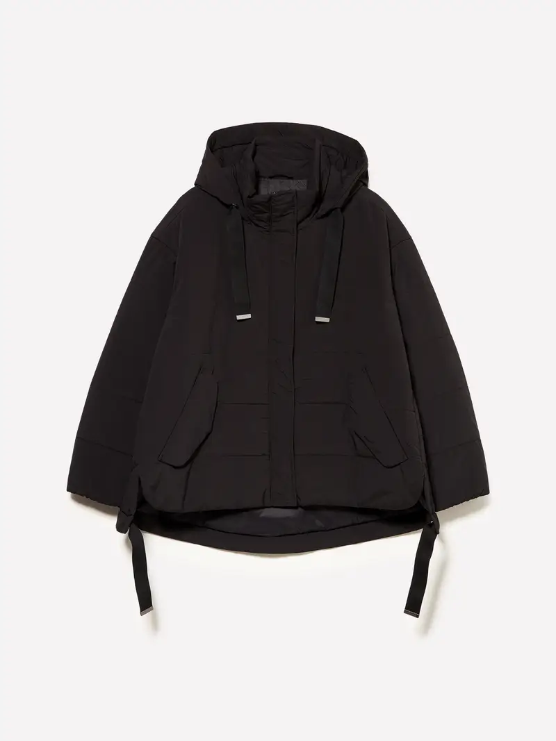 Giubbotto Con Maxi Cappuccio, Donna, Nero