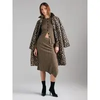 Gonna A Costine Con Drappeggio, Donna, Verde Militare miniatura 5