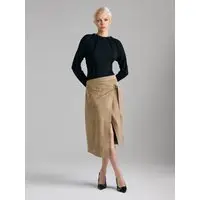 Gonna A Portafoglio, Donna, Beige miniatura 5