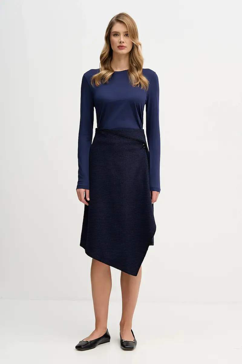 gonna con aggiunta di lana Blu navy miniatura 2