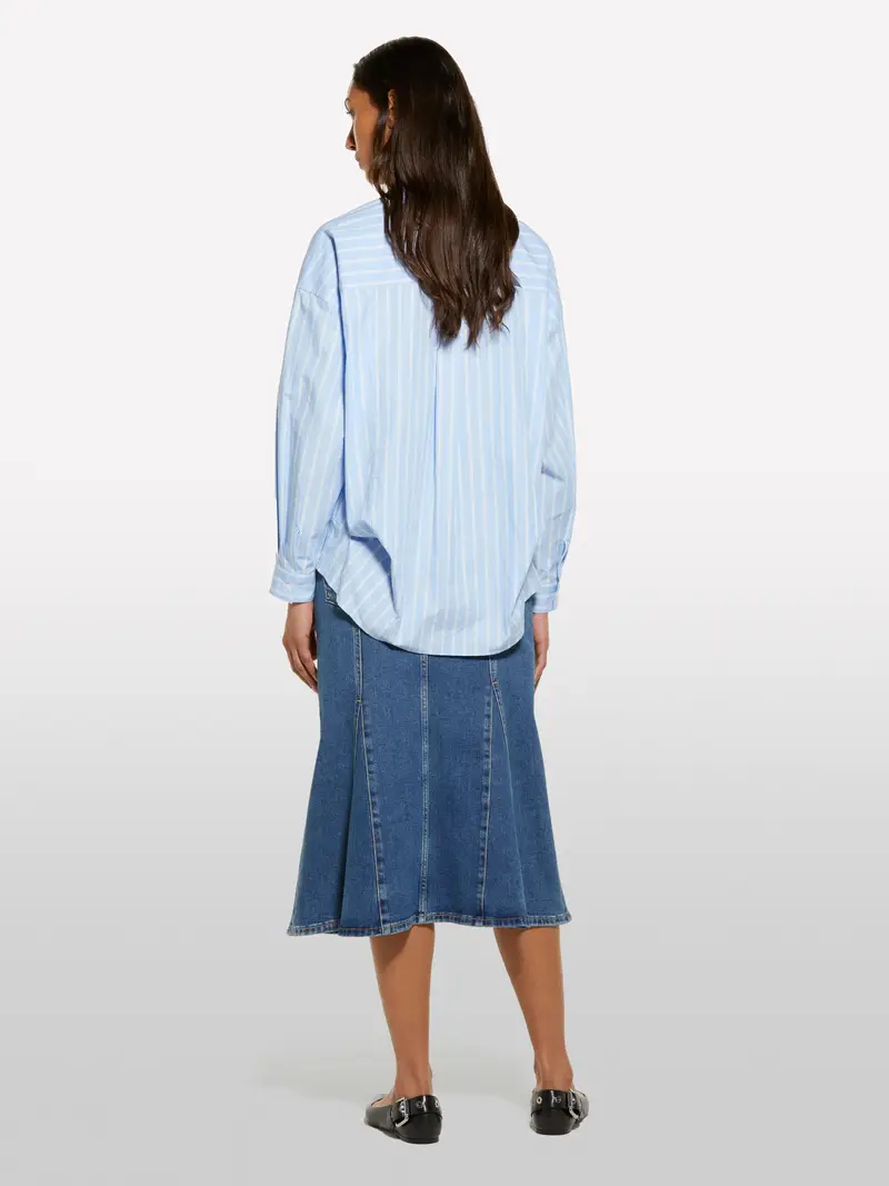 Gonna Di Jeans Svasata Blu, Donna, Blu miniatura 3