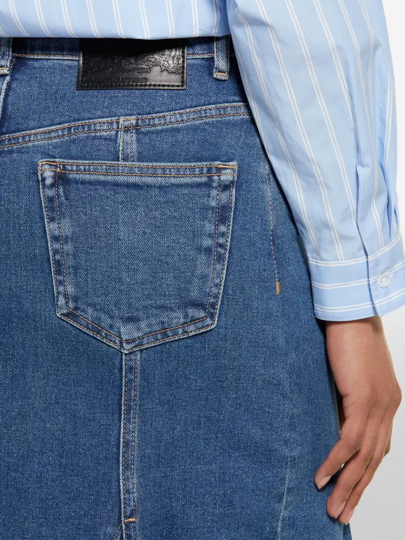 Gonna Di Jeans Svasata Blu, Donna, Blu miniatura 5