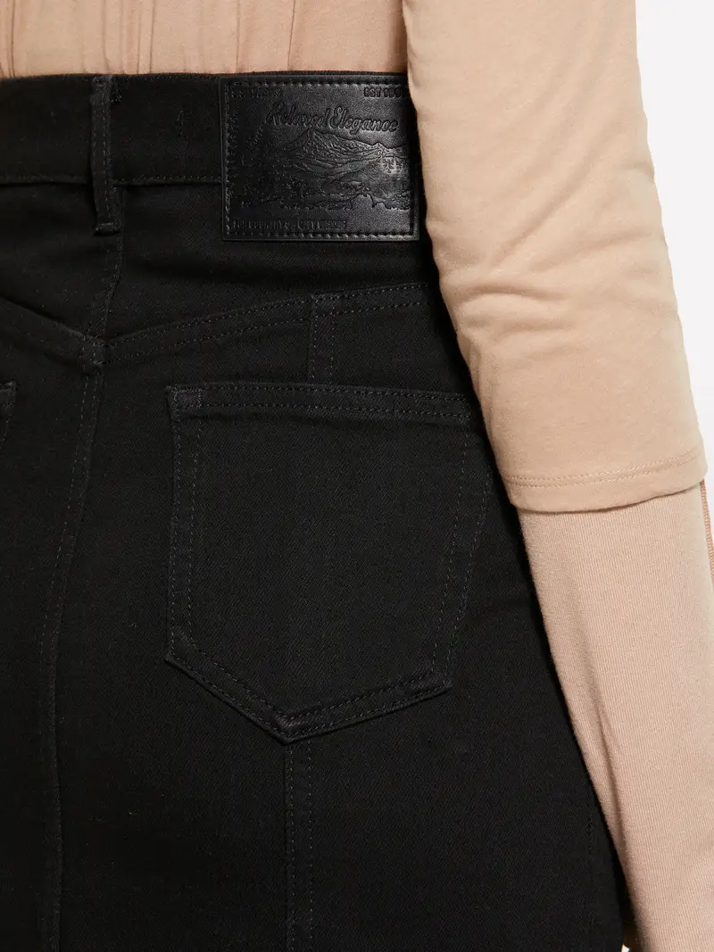 Gonna Di Jeans Svasata Nera, Donna, Nero miniatura 5