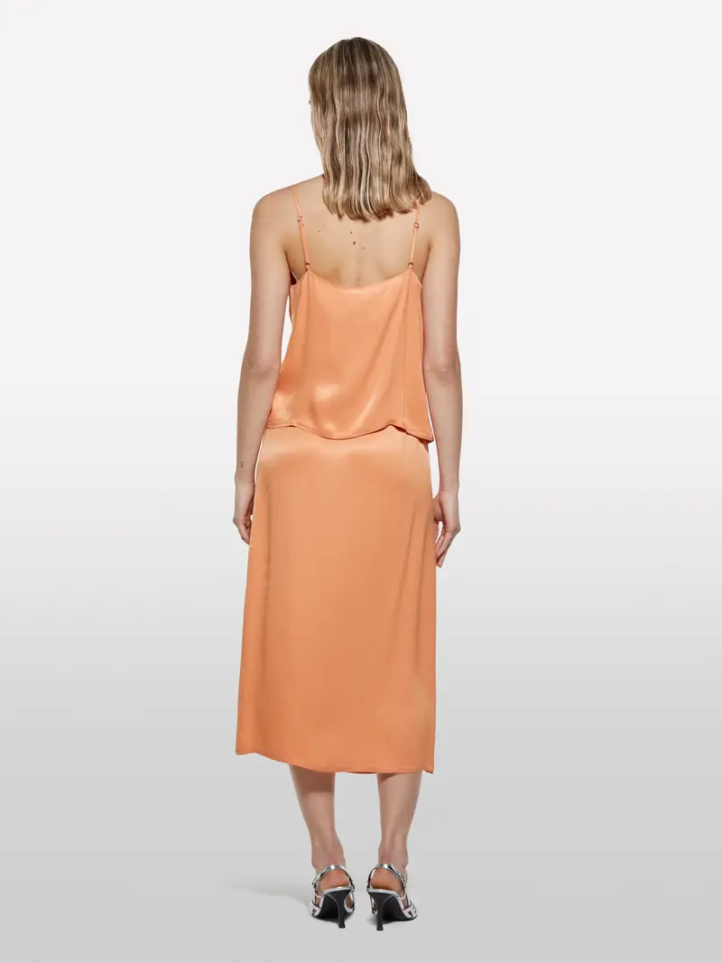 Gonna In Satin Arancione, Donna, Arancione miniatura 3
