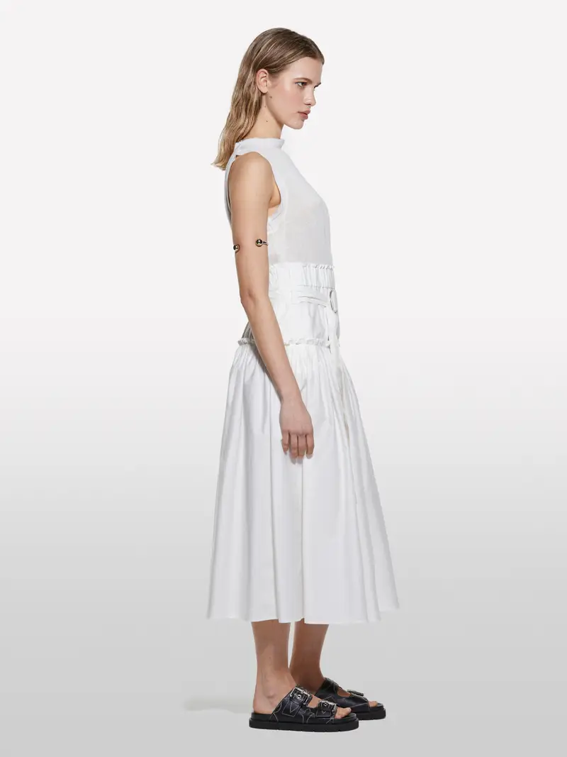 Gonna Svasata Bianca Con Cintura, Donna, Bianco miniatura 2