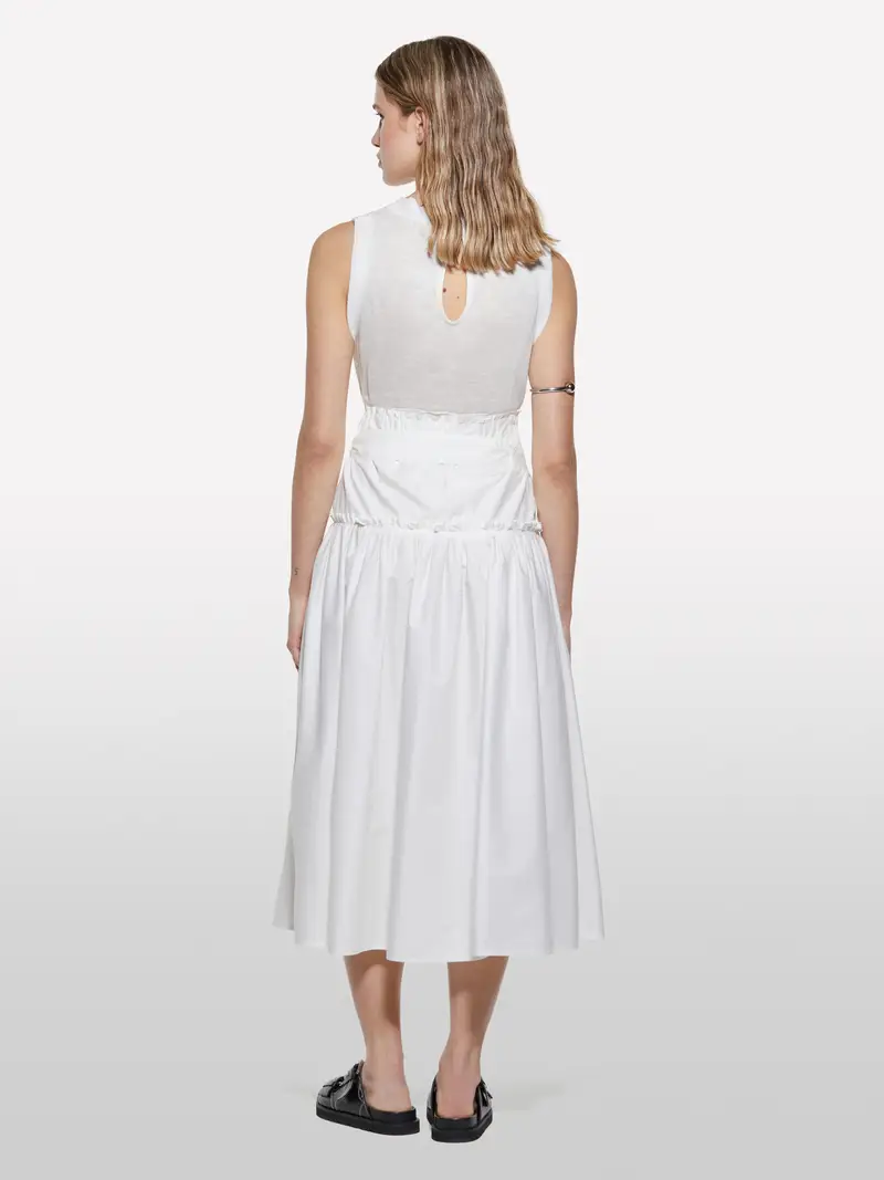 Gonna Svasata Bianca Con Cintura, Donna, Bianco miniatura 3