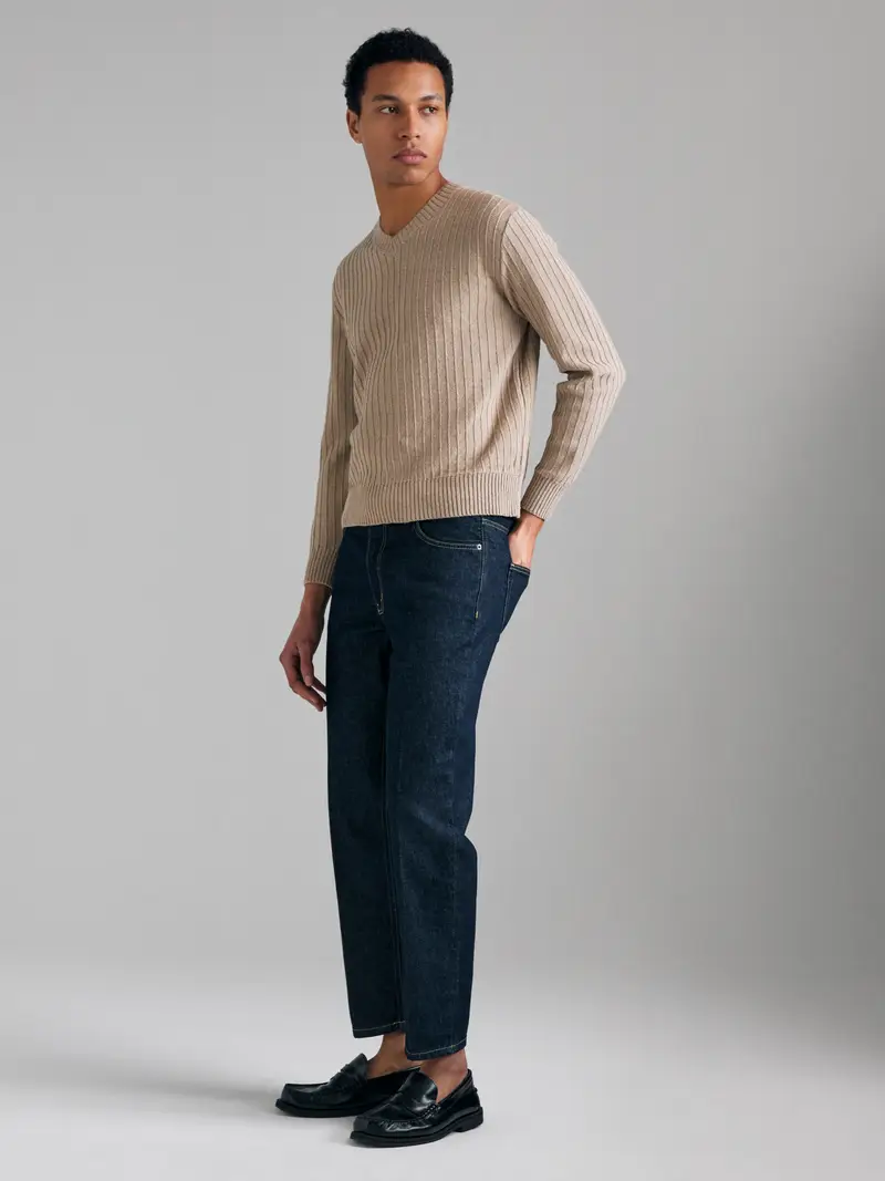 Jeans Slim Cropped Fit, Uomo, Blu Scuro