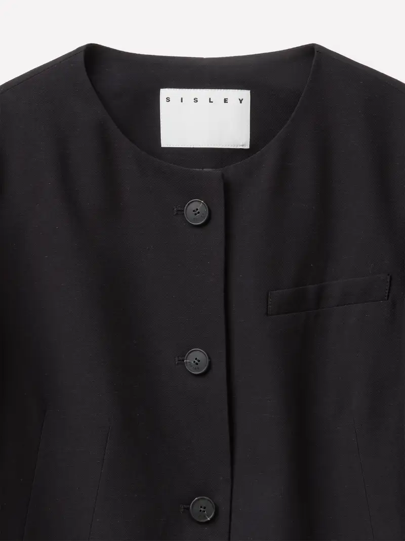 Blazer Girocollo, Donna, Nero miniatura 3