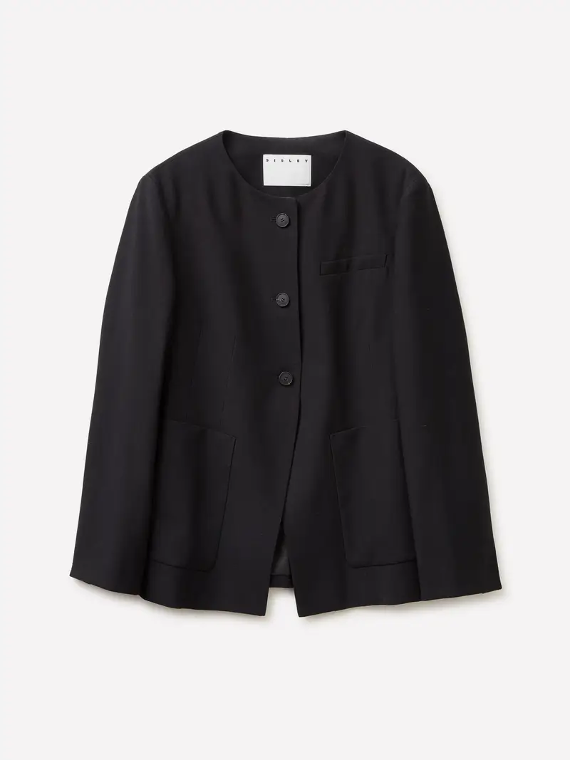 Blazer Girocollo, Donna, Nero