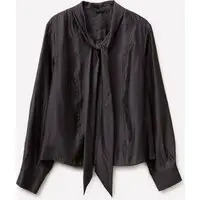 Blusa Con Fusciacca, Donna, Nero miniatura 4