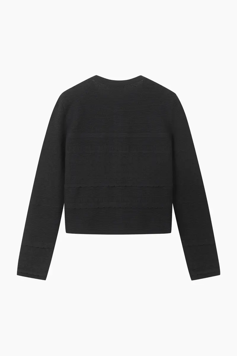 Cardigan Lavorato, Donna, Nero miniatura 2