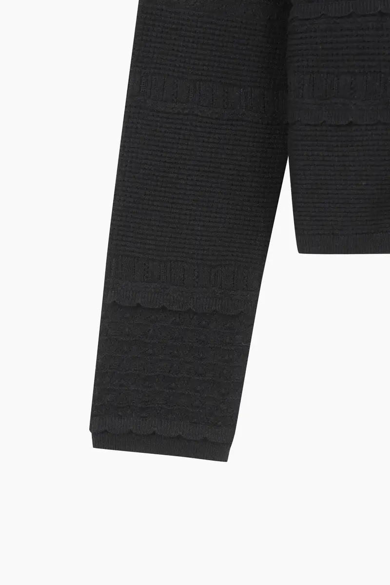 Cardigan Lavorato, Donna, Nero miniatura 4