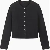 Cardigan Lavorato, Donna, Nero miniatura 5