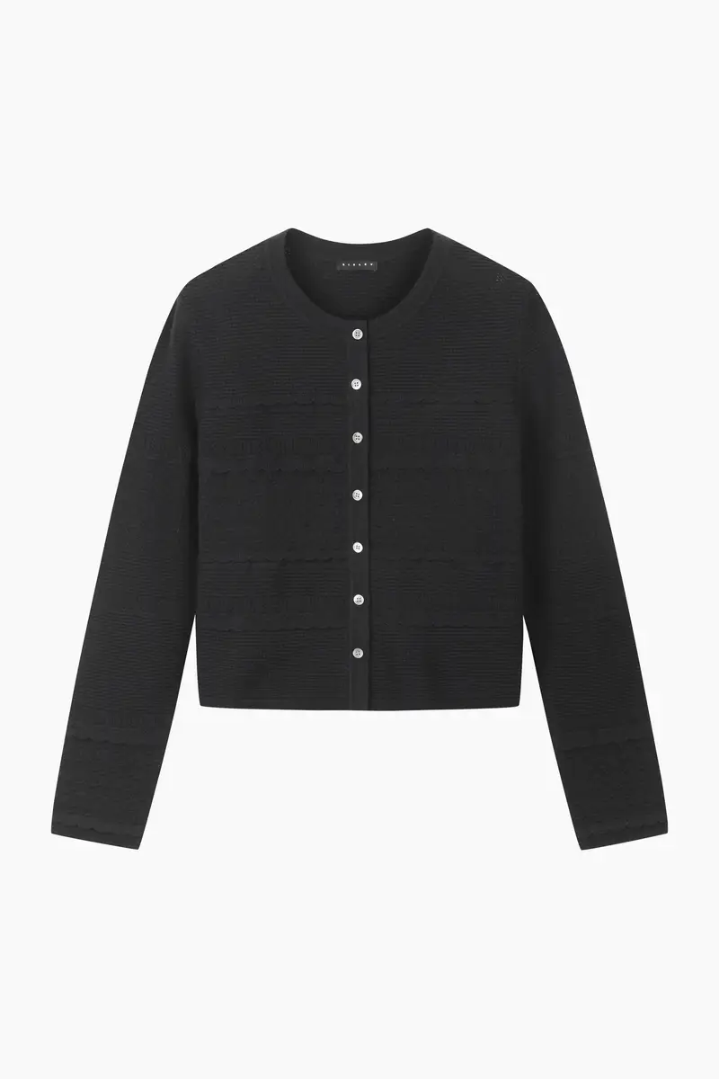 Cardigan Lavorato, Donna, Nero