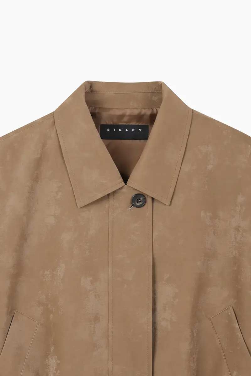 Giubbotto In Tessuto Spalmato, Donna, Cammello miniatura 3