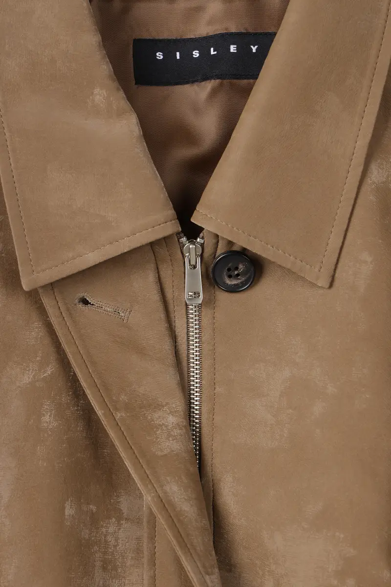 Giubbotto In Tessuto Spalmato, Donna, Cammello miniatura 4