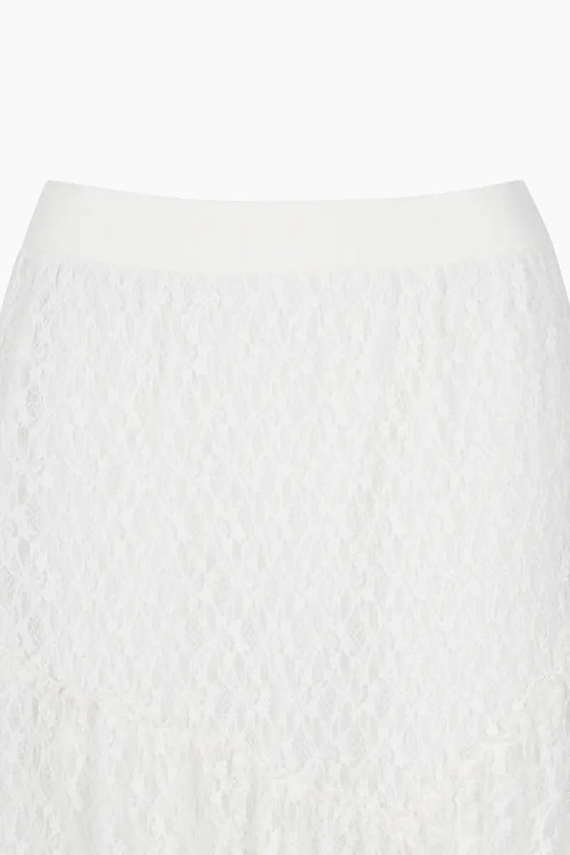 Gonna Crema In Pizzo, Donna, Bianco Panna miniatura 3