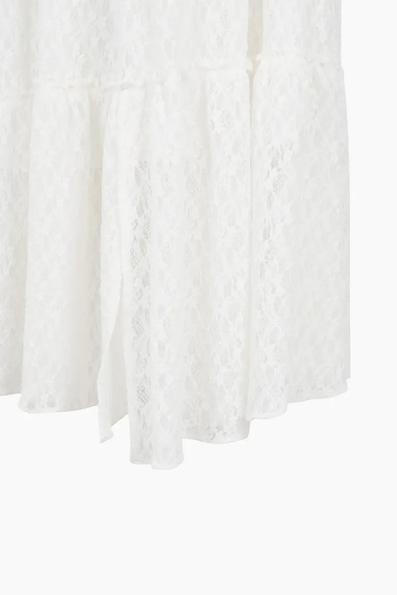 Gonna Crema In Pizzo, Donna, Bianco Panna miniatura 4