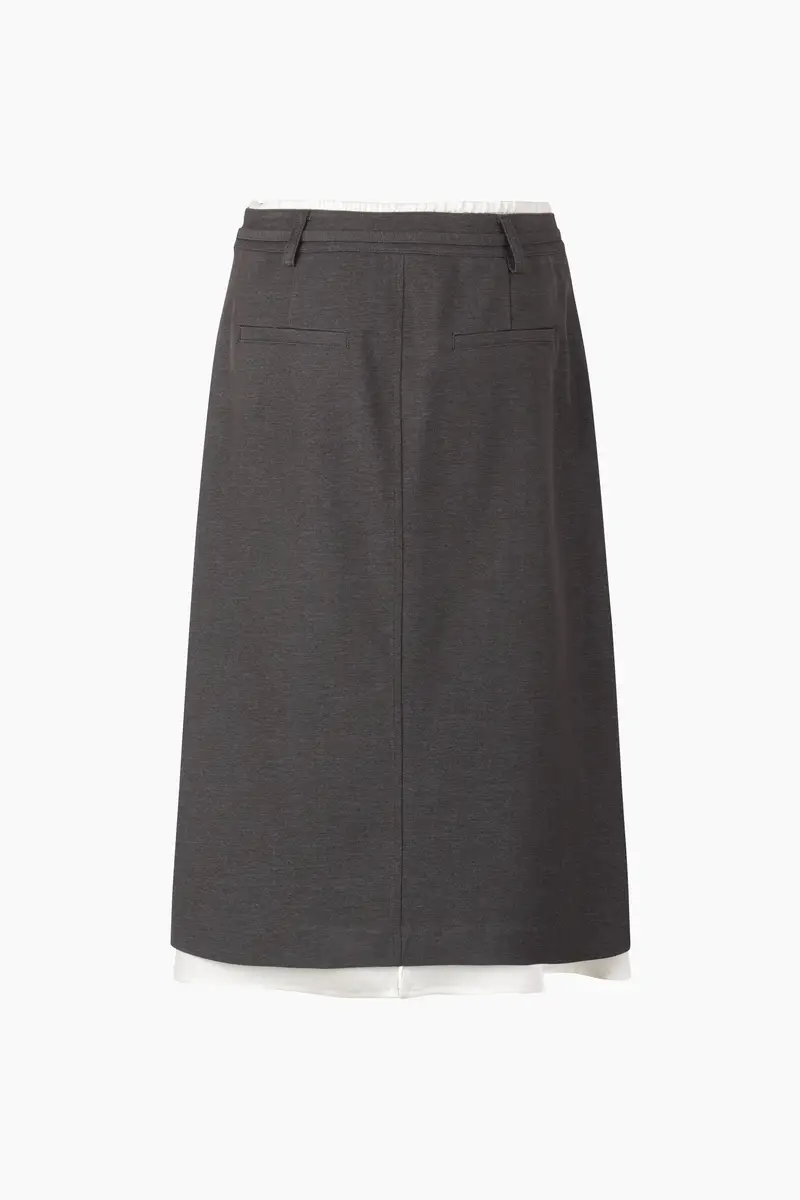 Gonna Midi Con Contrasto, Donna, Grigio Scuro miniatura 2