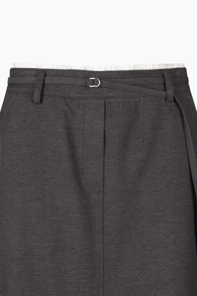 Gonna Midi Con Contrasto, Donna, Grigio Scuro miniatura 3