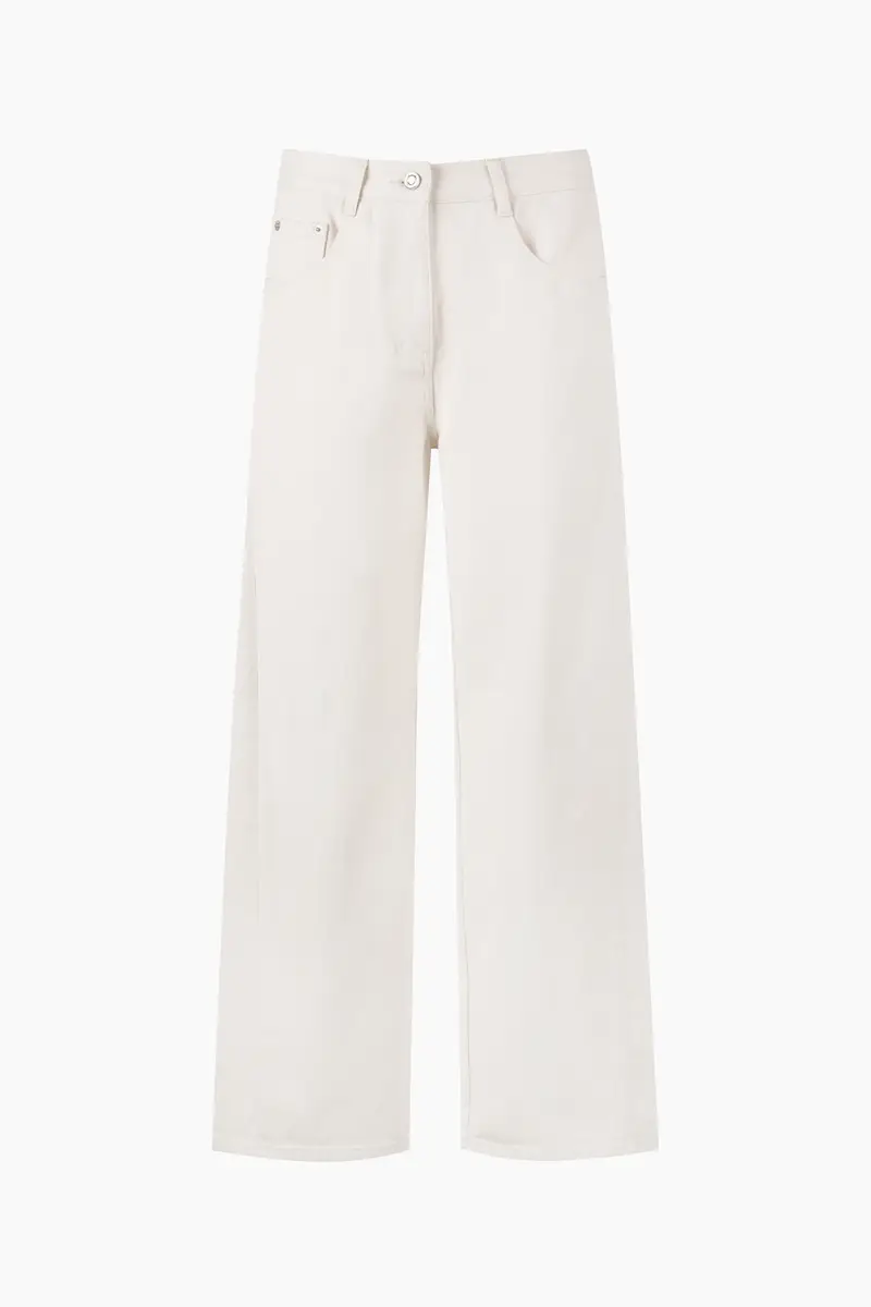 Jeans Barrel Fit, Donna, Bianco Panna