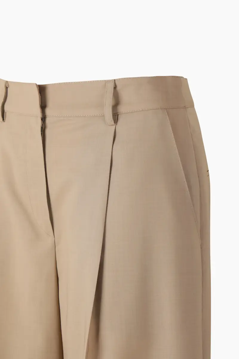 Pantaloni A Vita Alta, Donna, Cammello miniatura 3