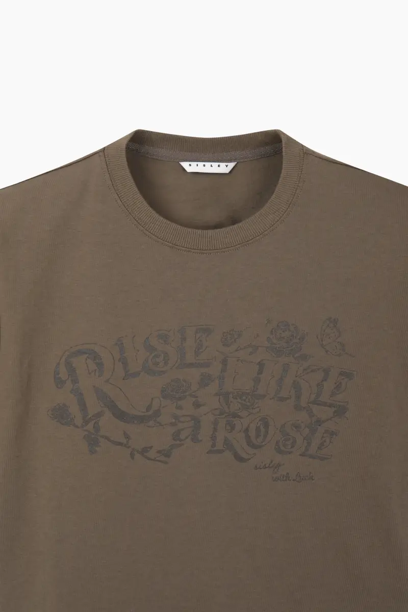 T-shirt Con Stampa, Donna, Marrone miniatura 3