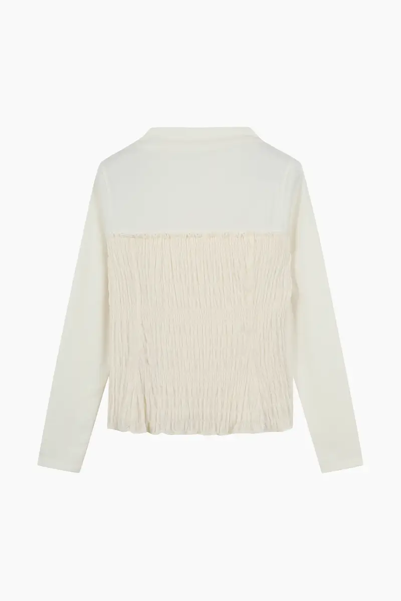 T-shirt In Velluto, Donna, Bianco Panna miniatura 2