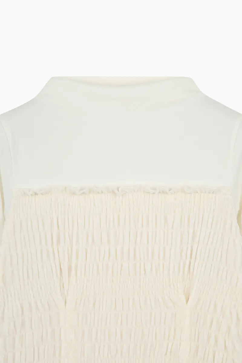 T-shirt In Velluto, Donna, Bianco Panna miniatura 3