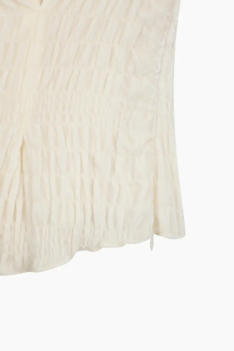 T-shirt In Velluto, Donna, Bianco Panna miniatura 4