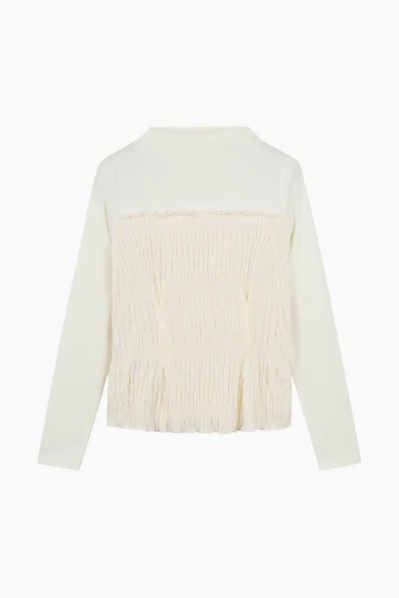 T-shirt In Velluto, Donna, Bianco Panna