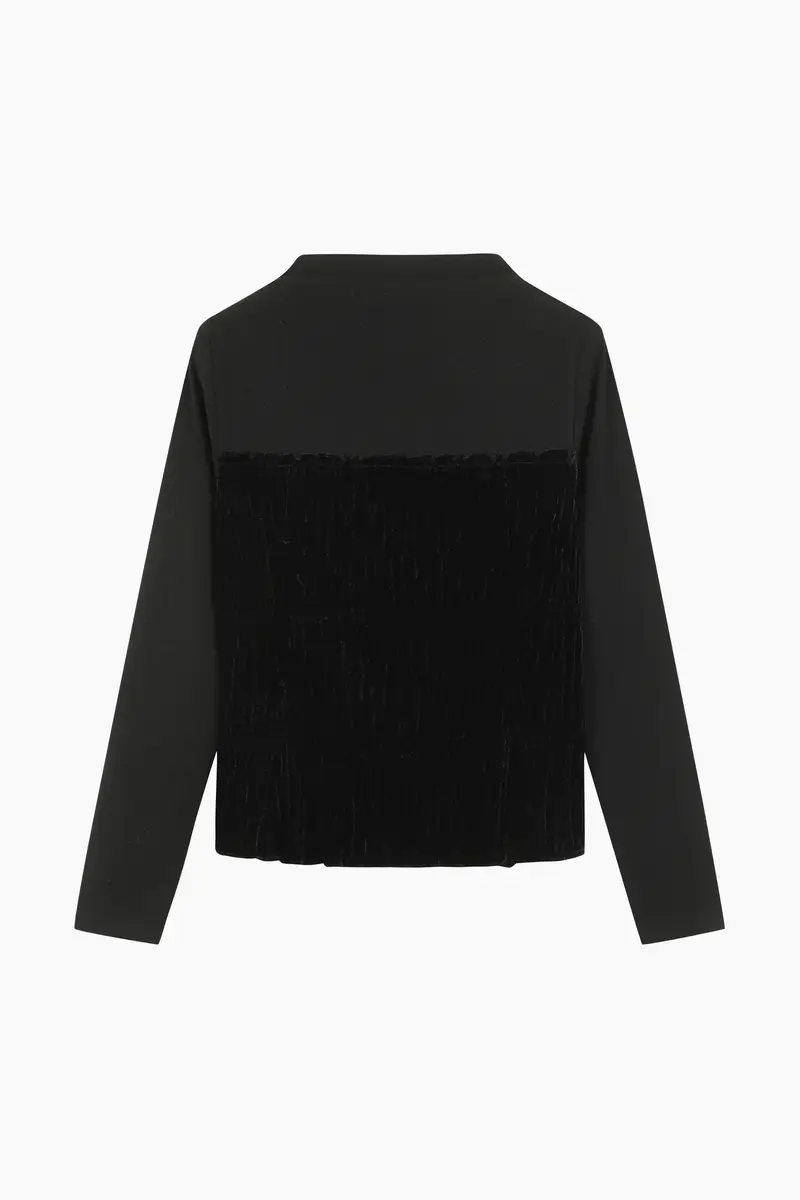 T-shirt In Velluto, Donna, Nero miniatura 2