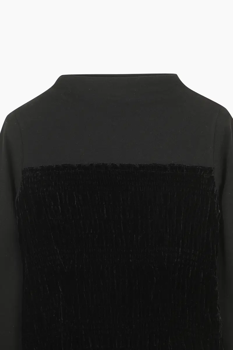 T-shirt In Velluto, Donna, Nero miniatura 3