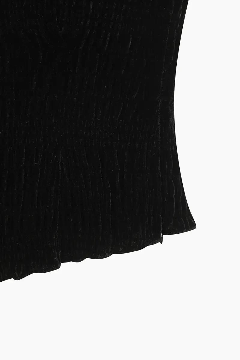 T-shirt In Velluto, Donna, Nero miniatura 4