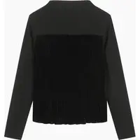 T-shirt In Velluto, Donna, Nero miniatura 5