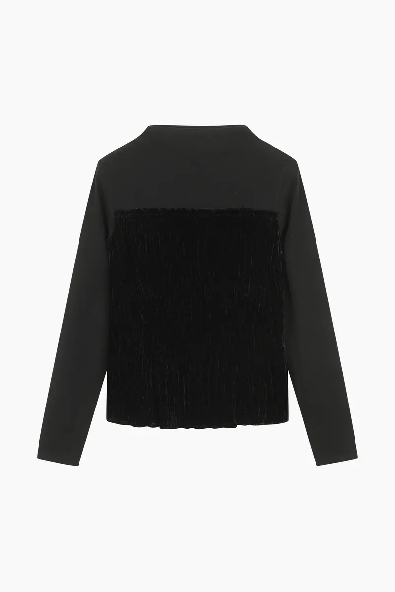 T-shirt In Velluto, Donna, Nero