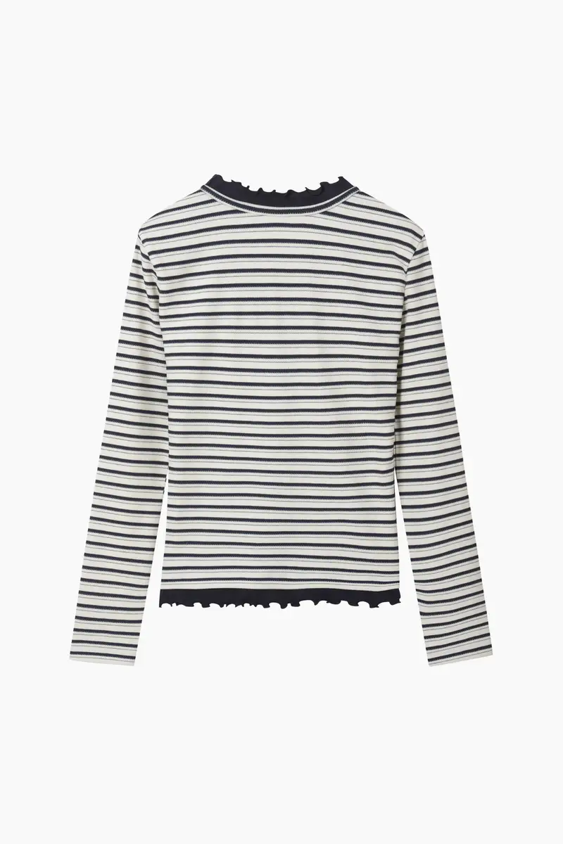 T-shirt Rigata A Costine, Donna, Nero miniatura 2