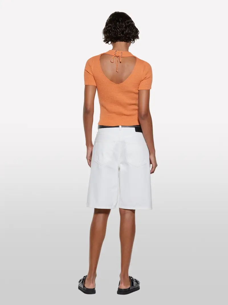 Maglia Arancione Con Oblò Dietro, Donna, Arancione miniatura 3