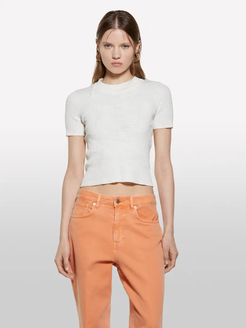 Maglia Bianca Con Oblò Dietro, Donna, Bianco miniatura 4