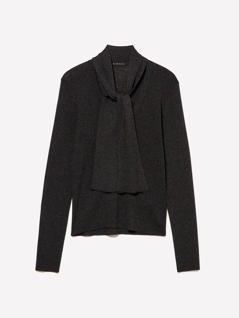 Maglia Con Sciarpetta, Donna, Nero