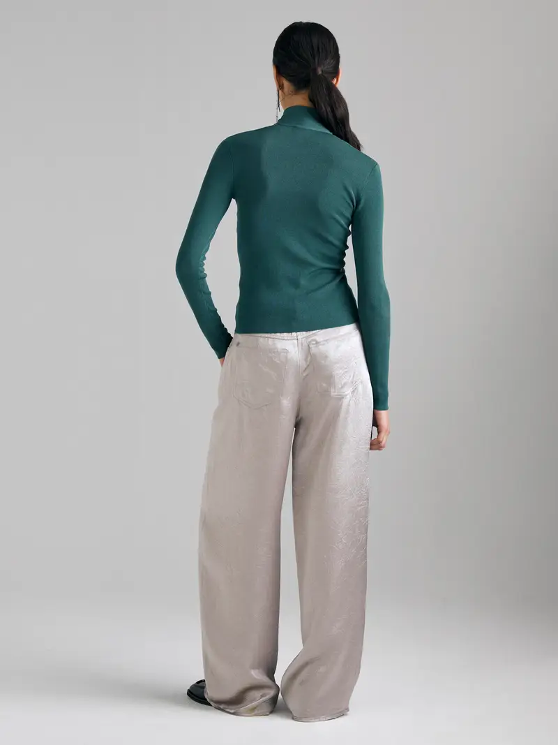 Maglia Con Sciarpetta, Donna, Verde Ottanio miniatura 2