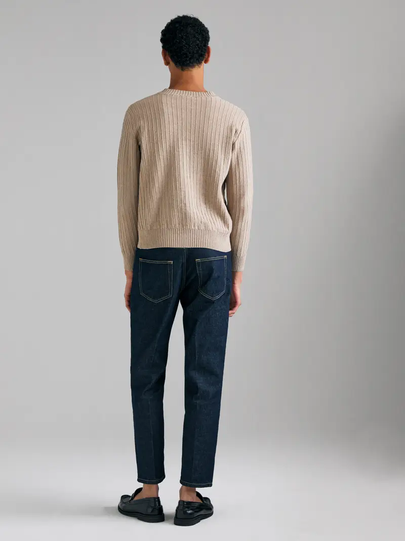 Maglia Con Scollo A V, Uomo, Beige miniatura 2