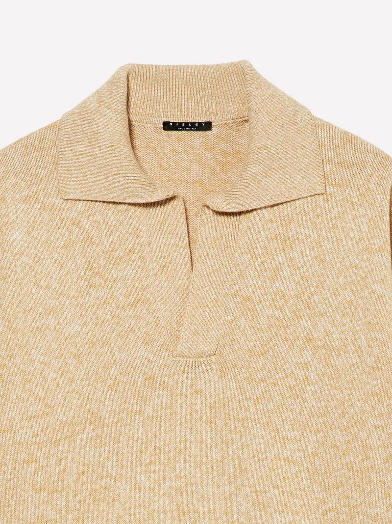 Maglia Effetto Polo, Uomo, Cammello miniatura 3