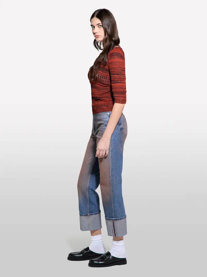 Maglia Effetto Sfumato, Donna, Rosso miniatura 2