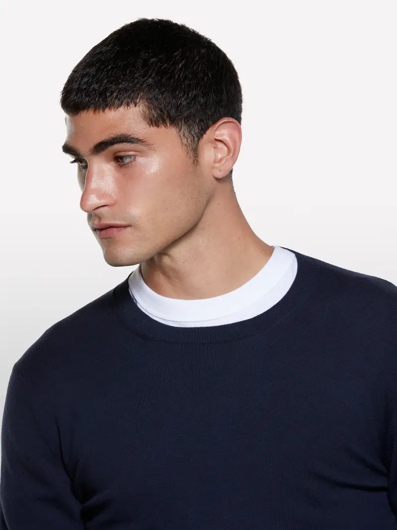 Maglia Girocollo Blu Scuro, Uomo, Blu Scuro miniatura 4