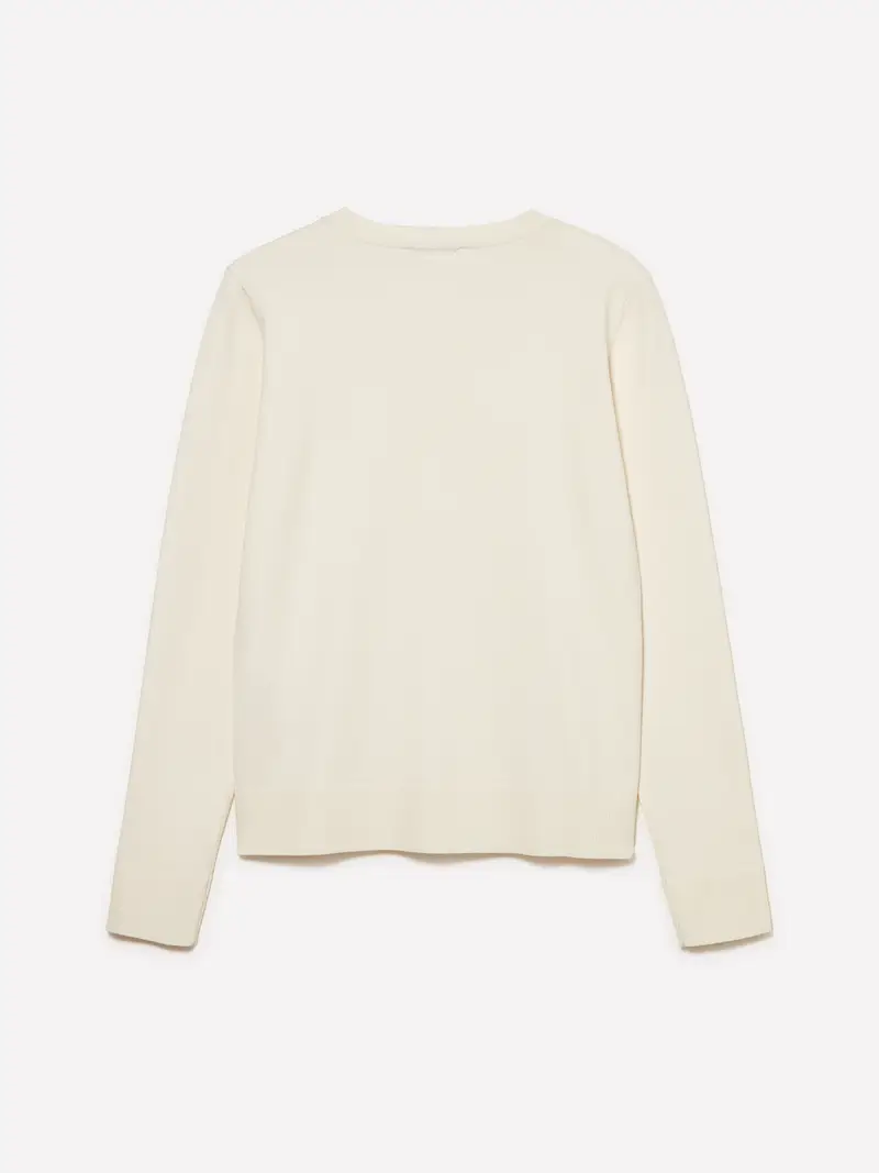 Maglia Girocollo, Donna, Bianco Panna miniatura 2